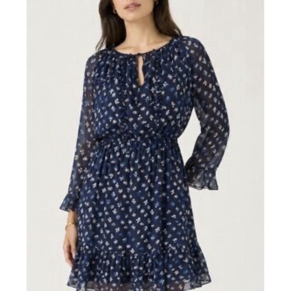 Diane von Furstenberg Blue Floral A-Line Dress Women's Size 4